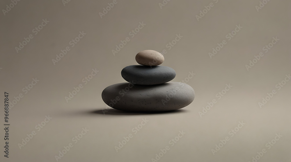 A minimal illustration of a stack of three smooth, rounded stones balanced on top of each other, set against a plain background. The design symbolizes balance, calm, and simplicity A minimal illustration of a stack of three smooth, rounded stones balanced on top of each other, set against a plain background. The design symbolizes balance, calm, and simplicity