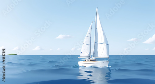 A minimal illustration of a simple sailboat on a calm sea, with a few waves and a clear sky. The sailboat is depicted with basic lines, emphasizing tranquility and simplicity