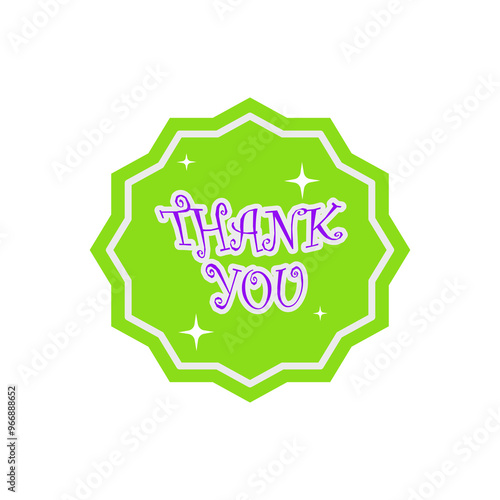 Eco-friendly green label , business sale icon, and vector Thankyou sticker design isolated on white background photo