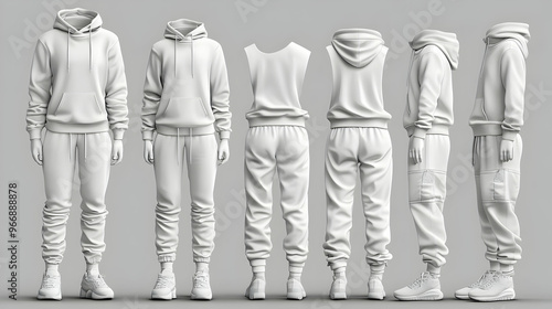 A collection of white hoodi...