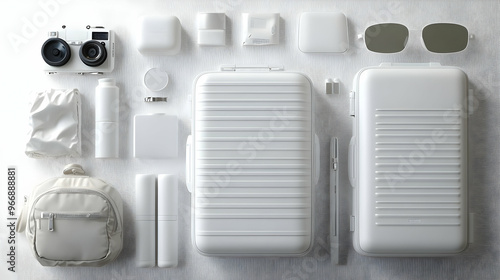 A collection of white trave...