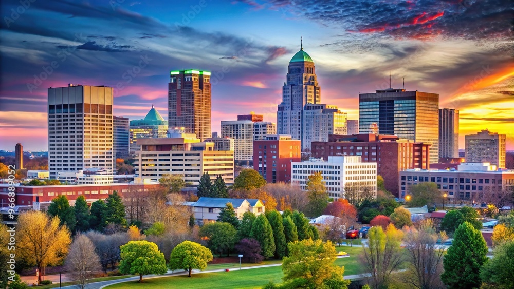 custom made wallpaper toronto digitalSkyline of Winston Salem, North Carolina, USA in close-up