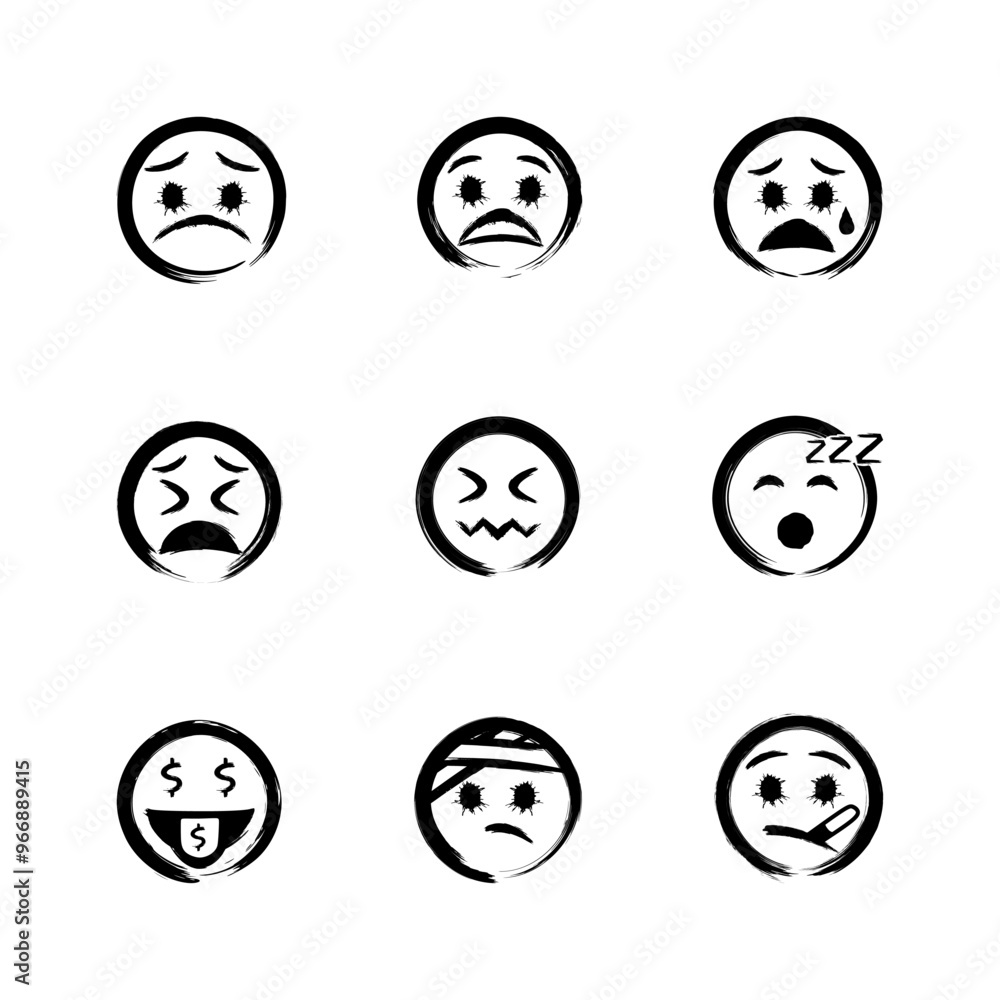 vector set of emoji icons - paintbrush style (artwork 4) vector set of emoji icons - paintbrush style (artwork 4)