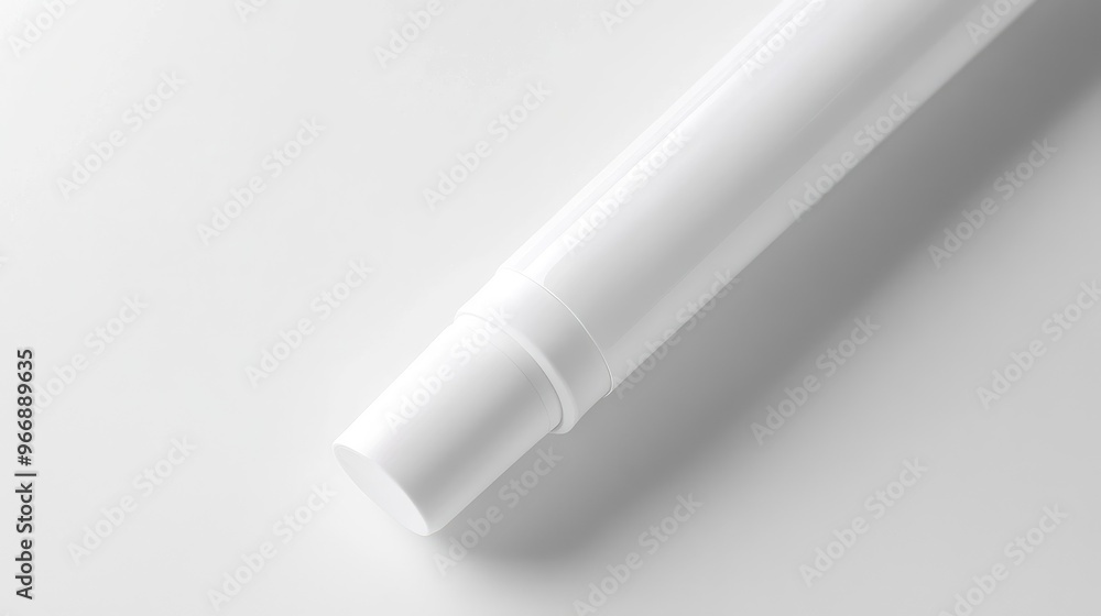 Close-up of an eye cream tube, emphasizing the smooth surface and minimalist design, no logo, focal point on the tube, no people. Close-up of an eye cream tube, emphasizing the smooth surface and minimalist design, no logo, focal point on the tube, no people.