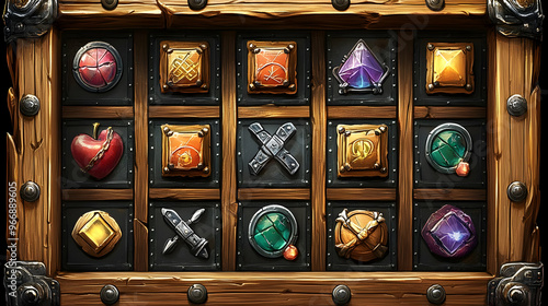 A colorful grid of icons re...