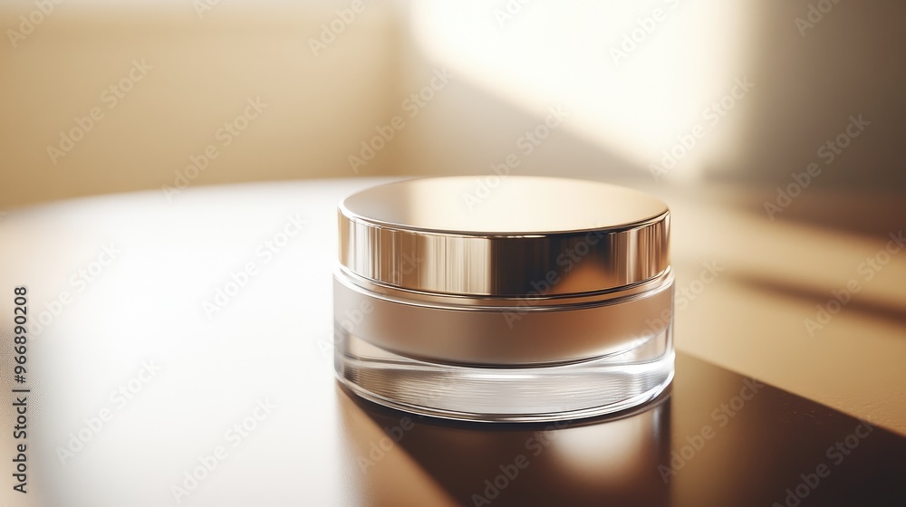 Close-up of elegant cosmetic packaging with a smooth, sleek surface, no logo, focal point on the product, no people in the image.