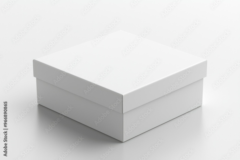 Closed White Square Cardboard Box on White Background Closed White Square Cardboard Box on White Background