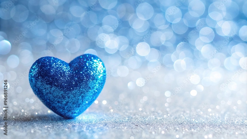 Fototapeta premium Small blue heart reflection on white background