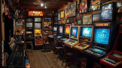 A cozy arcade room filled w...