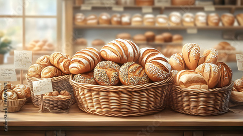 A cozy bakery display fille...