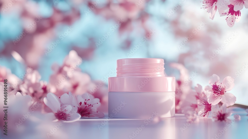 Cosmetic packaging with soft pastel tones, no branding, centered focus on the product, no people, blurred background. Cosmetic packaging with soft pastel tones, no branding, centered focus on the product, no people, blurred background.