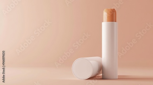 Detailed image of a lip balm tube with a smooth surface, no logo, focused on the product design, no people.