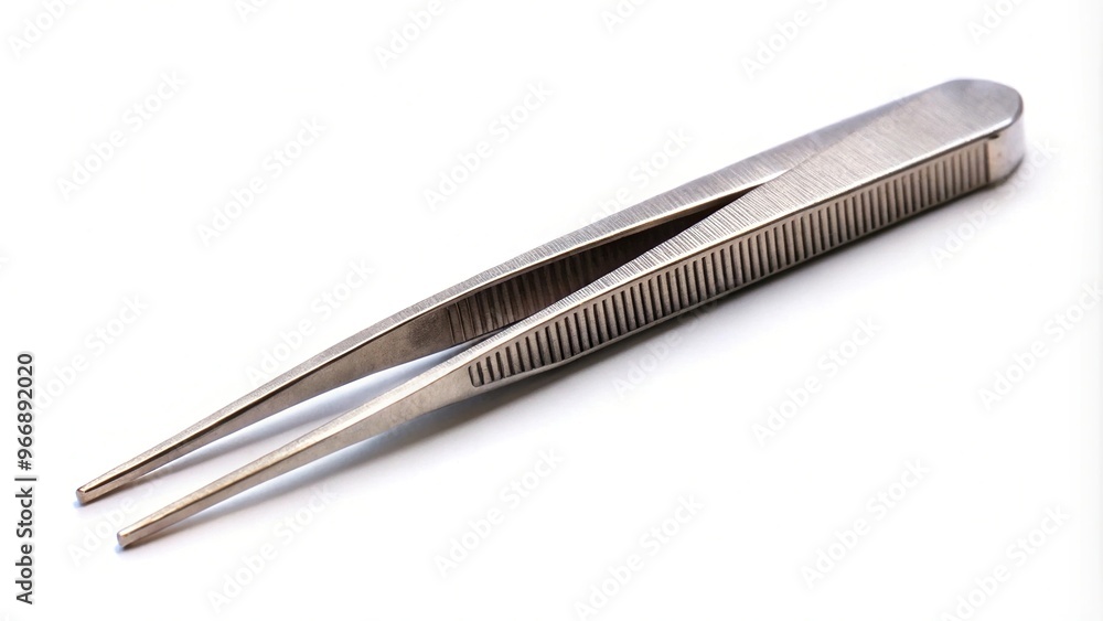 Small metal eyebrow tweezers isolated on white Small metal eyebrow tweezers isolated on white