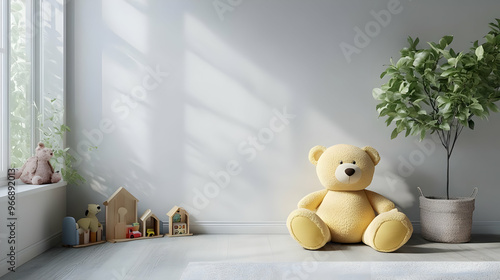 A cozy room with a large te...