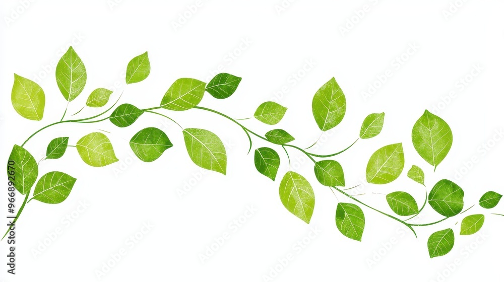 Green Leaf Branch Isolated on White Background Green Leaf Branch Isolated on White Background