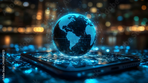A digital globe emerging fr...