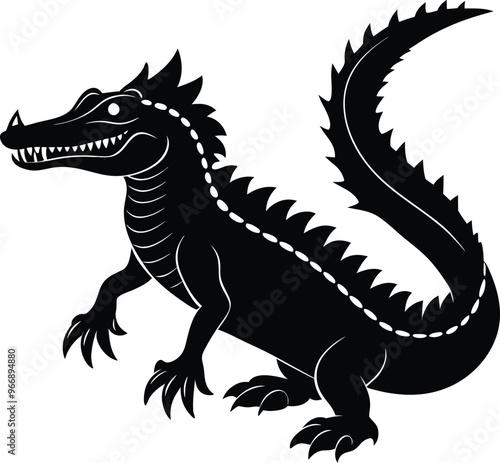 black crocodile vector illustration silhouette, Print