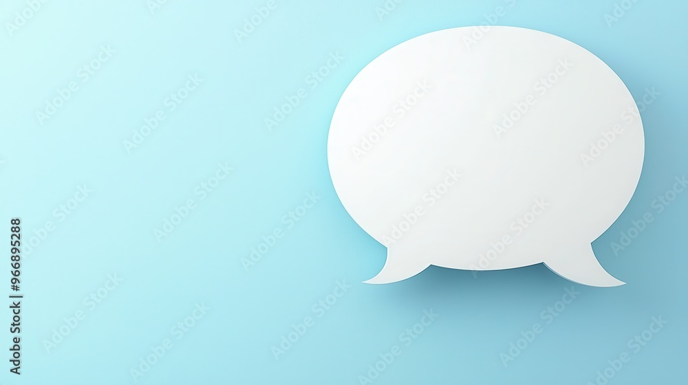 White Speech Bubble on Light Blue Background White Speech Bubble on Light Blue Background