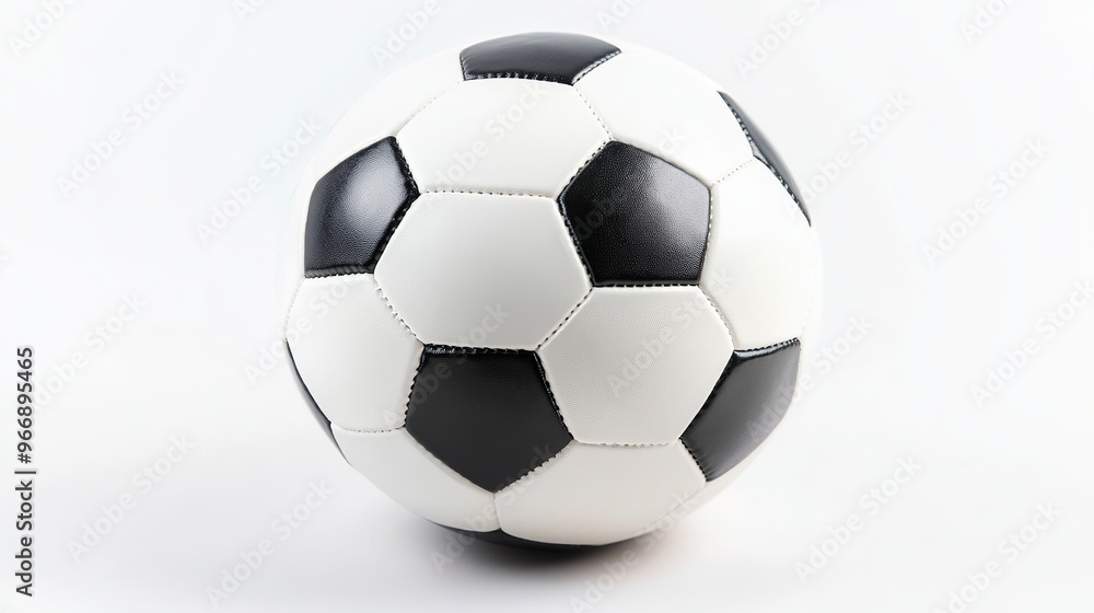 A soccer ball against a white background, used as equipment for football matches and competitions to determine the winner of the World Cup. A soccer ball against a white background, used as equipment for football matches and competitions to determine the winner of the World Cup.
