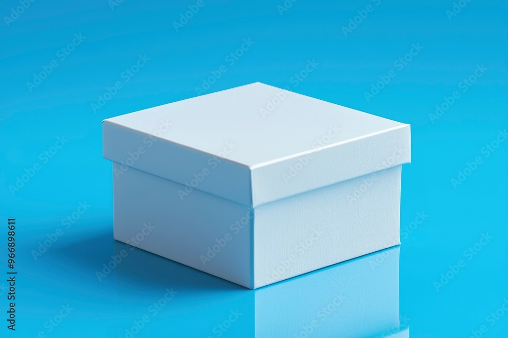 Fototapeta premium White Cardboard Box on Blue Background