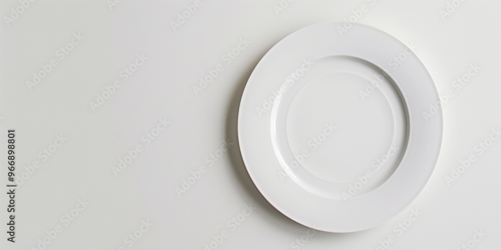Top view of an empty plate displayed on a white background with ample copy space image available Top view of an empty plate displayed on a white background with ample copy space image available