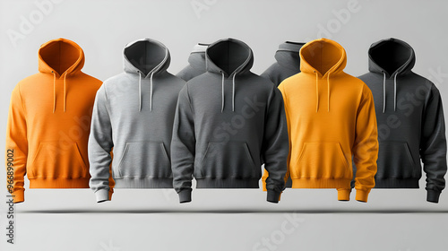 A display of hoodies in var...