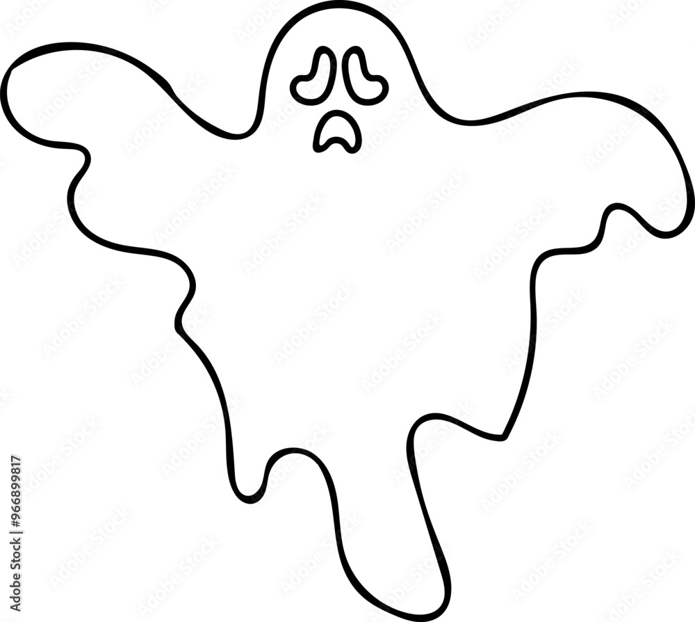 Sad Ghost Line Drawing for Halloween-Themed Vector Projects Sad Ghost Line Drawing for Halloween-Themed Vector Projects