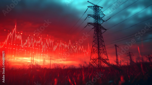 A dramatic sunset scene wit...