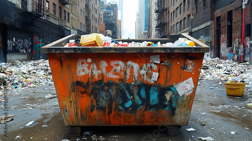 A dumpster overflowing with...