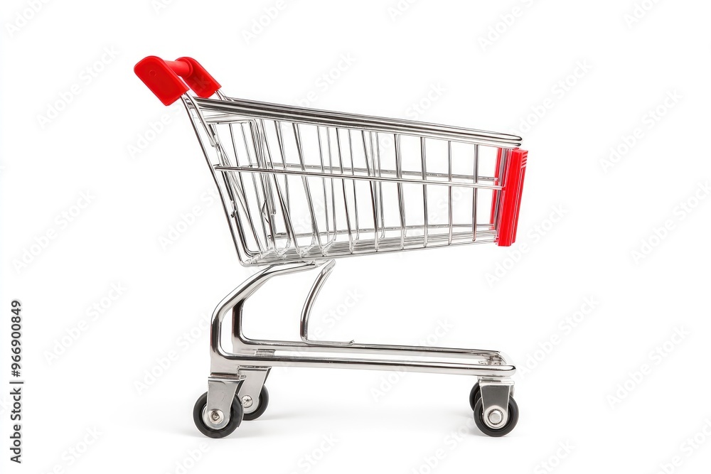 Shopping cart isolated in white background, copy-space with generative ai Shopping cart isolated in white background, copy-space with generative ai
