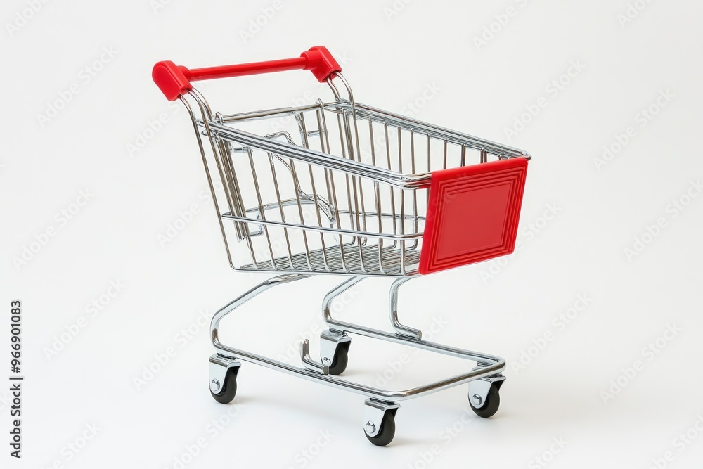 Shopping cart isolated in white background, copy-space with generative ai Shopping cart isolated in white background, copy-space with generative ai