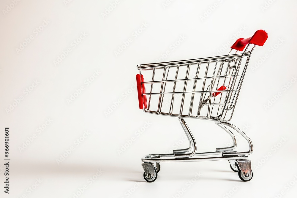 Shopping cart isolated in white background, copy-space with generative ai Shopping cart isolated in white background, copy-space with generative ai