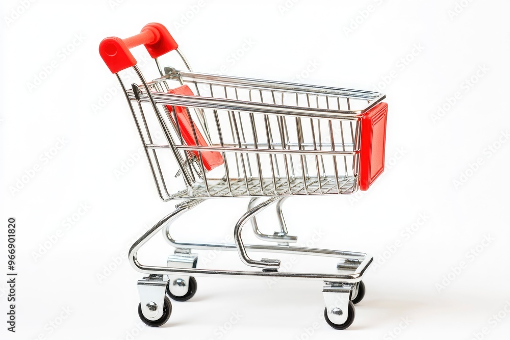 Shopping cart isolated in white background, copy-space with generative ai Shopping cart isolated in white background, copy-space with generative ai