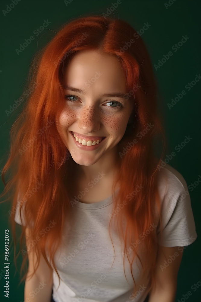 Fototapeta premium portrait of a red-haired young woman with freckles