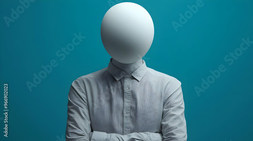 A faceless figure in a gray...