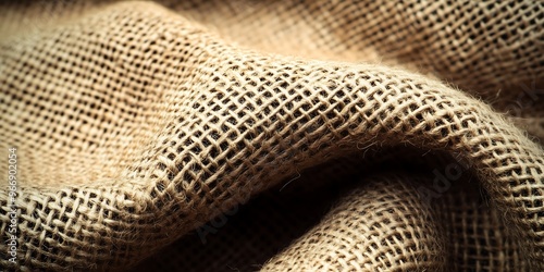 Close-up of natural burlap fabric texture in soft light