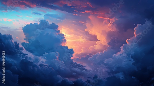 Sky filled with storm clouds and rain photo