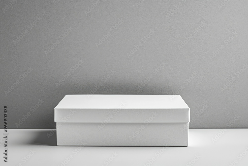 White Box on a White Surface Against a Gray Wall White Box on a White Surface Against a Gray Wall