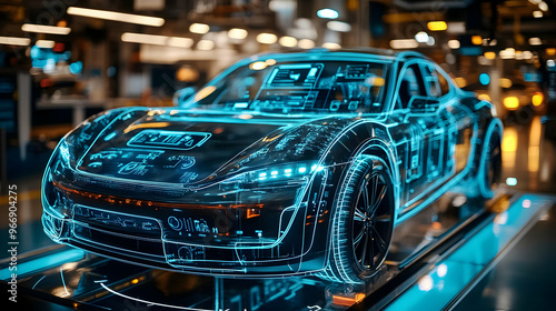 A futuristic car model disp...