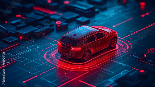 A futuristic car on a digit...
