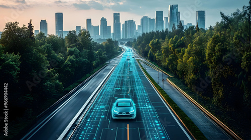 A futuristic car on a digit...