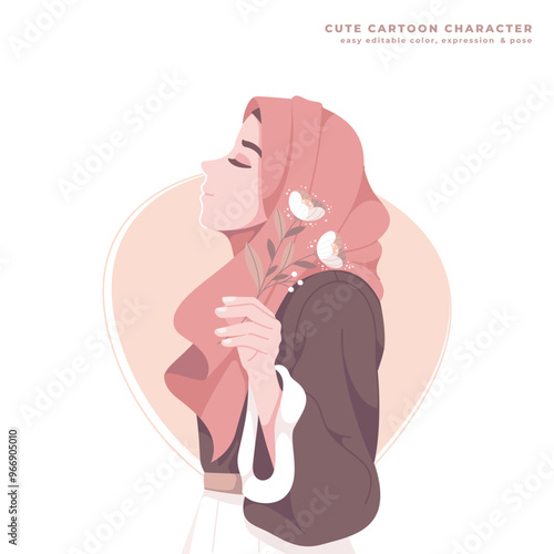 beauty muslim girl character design with hijab