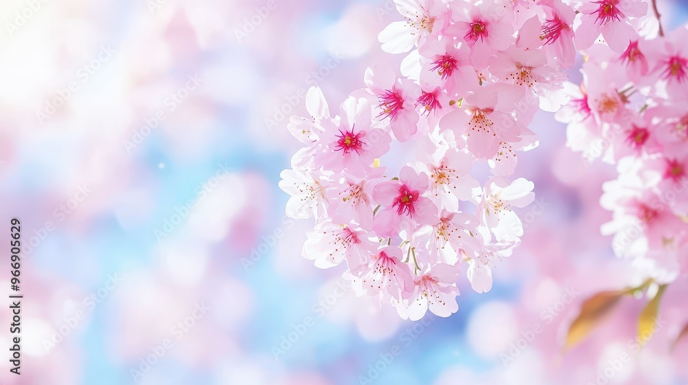 Pink Cherry Blossom Flowers in Spring with a Blurred Background Pink Cherry Blossom Flowers in Spring with a Blurred Background