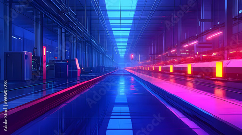 A futuristic industrial sce...