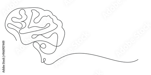 continuous line drawing of brain.one line drawing of human brain organ.single line vector illustration medical anatomy.minimalist lines.eps 10
