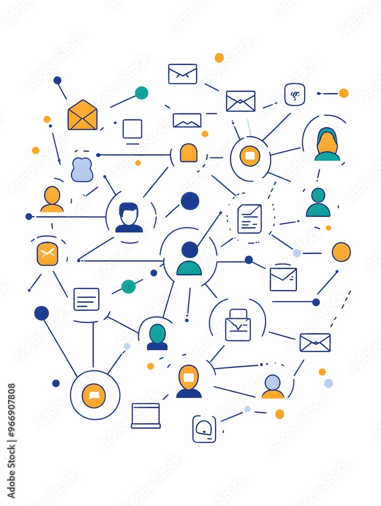 minimal icon comic style social network connections and communication minimal icon comic style social network connections and communication