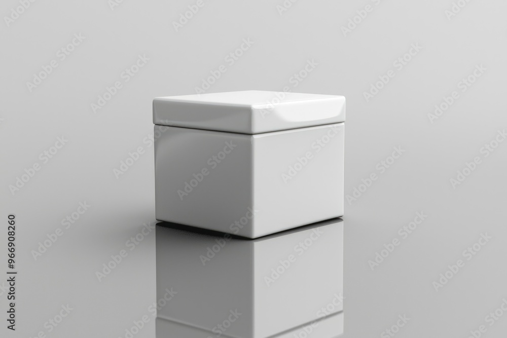 White Square Box with Smooth Surface on Gray Background White Square Box with Smooth Surface on Gray Background