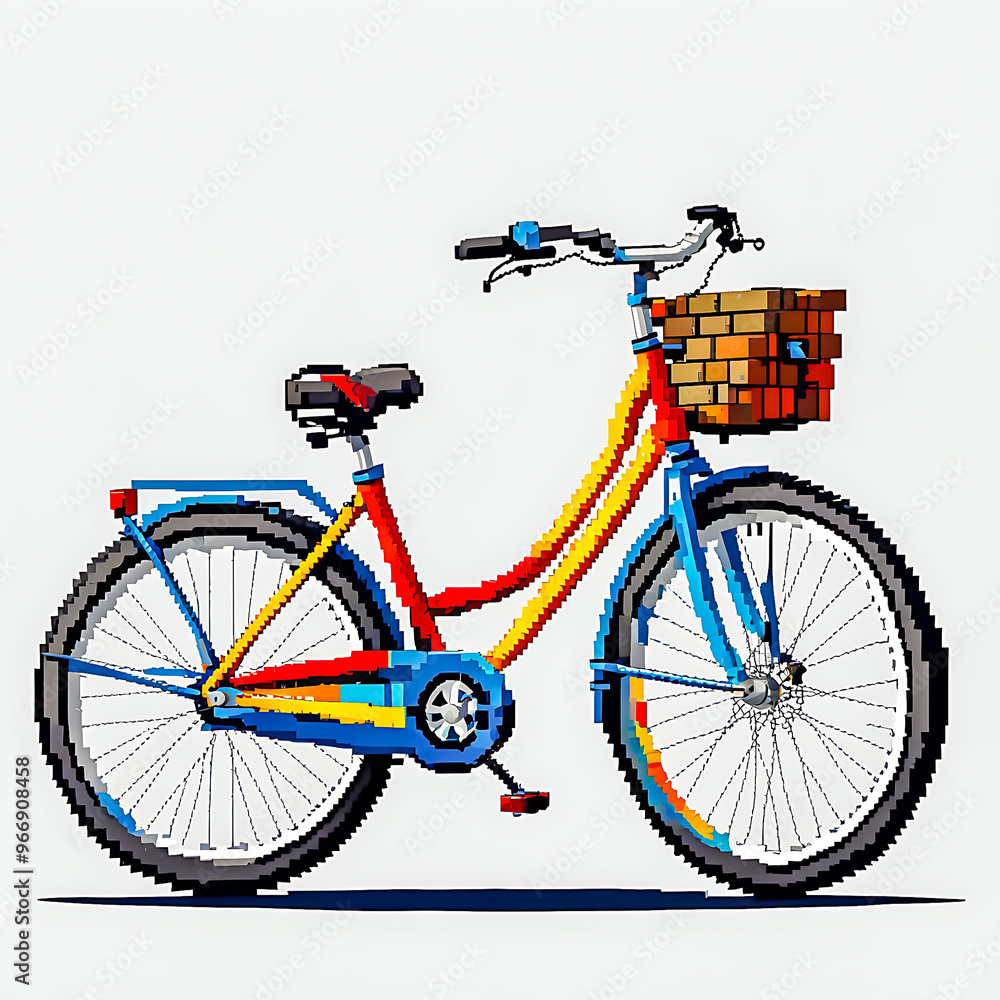 Fototapeta premium Illustration of Pixel art Bicycle on white background.