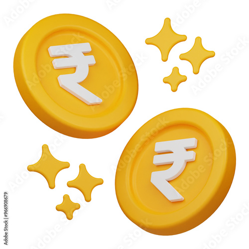 rupee coins 3d icon isolated on the transparent background photo