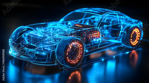 A futuristic, transparent c...